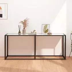 Konzolni stol boja bijeli mramor 180x35x75,5 cm kaljeno staklo