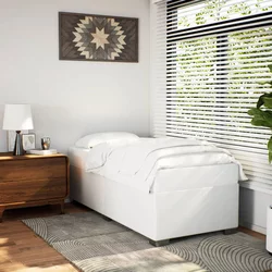 vidaXL Posteljni okvir bel 90x200 cm blago