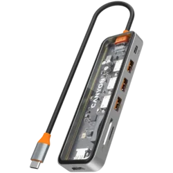 Canyon hub DS-13 7in1 4k USB-C Transparent Space Grey