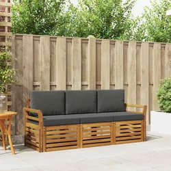 Setovi sofa 3 pcs Prirodna i antracit Čvrsto drvo akacije