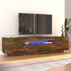 TV ormarić s LED svjetlima boja dimljenog hrasta 160x35x40 cm