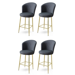 Hanah Home Set barskih stolica Fora, 4 komada, Antracit-zlatni