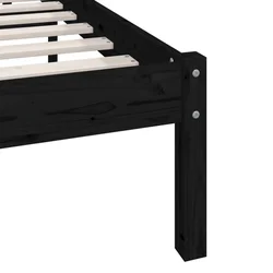 Okvir za krevet od borovine crni 90 x 190 cm jednokrevetni