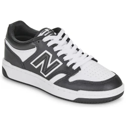 New Balance unisex za otroke. GSB480V1 Usnjene športne copate 480 bela, črna (36), Črna, Ravna stran, Čipke, Prilož