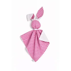Bobono Plišasta igrača DOUDOU Zajček, dvostranska bombažna in minky - Mini rozeta roza - bela