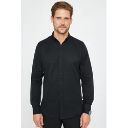 TUDORS Muška košulja dugih rukava, Slim Fit, Crna