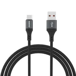 DUDAO Opleten kabel L3ST USB-A – USB-C 5 A, 1,2 m – črn
