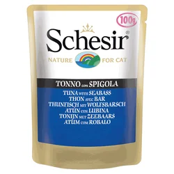 Schesir Vlažna hrana za mačke u sosu, 100 g - tuna i brancin