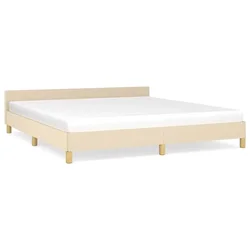 Vidaxl Posteljni okvir brez vzmetnice krem 160x200 cm blago