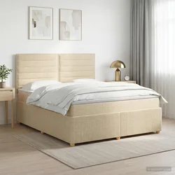 vidaXL Postelja boxspring z vzmetnico Krem 140 x 200 cm Blago