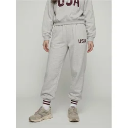 Sinsay - Dres pantalone jogger sa izvezenim natpisom USA - svetlo siva
