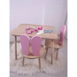 HANAH HOME Dečiji sto i stolica Bunny One Chair Set Pink Brown