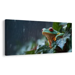 Slika pisana žaba v tropskem dežju - 120x60