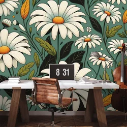 Samolepilna tapeta retro marjetice z listi - 294x198