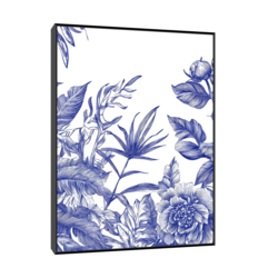 Canvas Slika na platnu Plavi cvetovi, Sa ramom, 45 x 60 cm, Crni