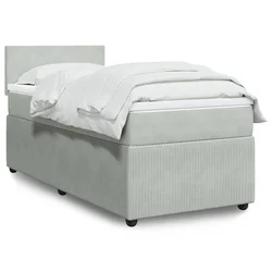 Box spring postelja z vzmetnico svetlo siva 90x200 cm žamet