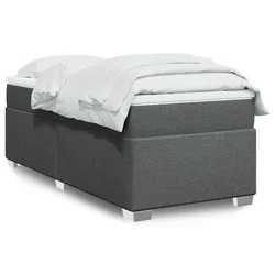 VIDAXL Box spring postelja z vzmetnico temno siva 100x200 cm blago