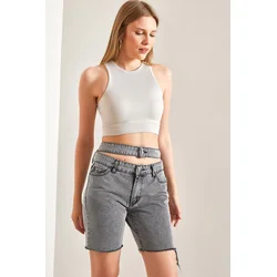 Bianco Lucci Womens Patterned Denim Shorts
