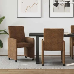 vidaXL Jedilni stoli 2 pcs Rjava 57 x 66 x 94 cm Umetno semiš usnje