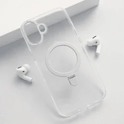 Maska za telefon Berlia Clear Bracket Magnetic za iPhone 16 Plus, Srebrne boje