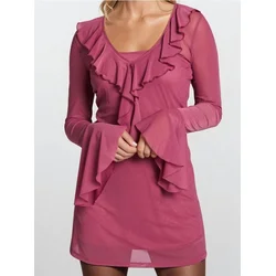 Sinsay - Mini haljina s volanima - pastelno roze