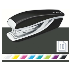 LeitzNexxt Wow spajalica za papir, mini, No. 10,  10 listova, metalna, crna