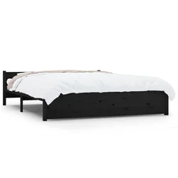 Vidaxl Posteljni okvir črn iz trdnega lesa 150x200 cm
