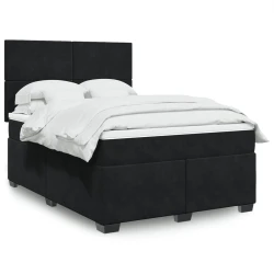 VIDAXL Box spring posteljni z vzmetnico črn 140x190 cm žamet