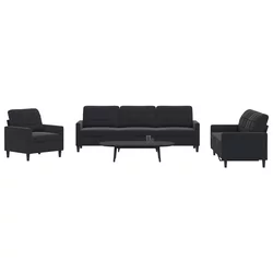 4-dijelni set sofa s jastucima crni baršunasti
