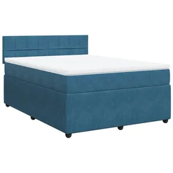 Vidaxl Box spring postelja z vzmetnico modra 140x200 cm žamet