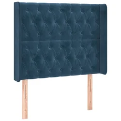 Vidaxl Vzglavje z ušesi temno modro 103x16x118/128 cm žamet
