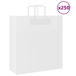 Papirnate vrećice 250 kom s ručkama bijele 45x17x48 cm