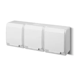 HERMES Trojna vtičnica z/brez 2P+Z SCHUKO IP44 bela 0326-02