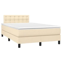 Vidaxl Box spring postelja z vzmetnico krem 120x190 cm blago