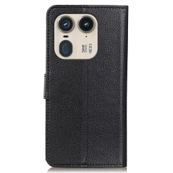 Etui Litchi za Motorola Edge 50 Ultra - črn