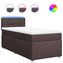 Vidaxl Box spring postelja z vzmetnico temno rjava 90x200 cm blago