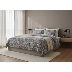 Tekstilshop Pamučna posteljina Floral pattern, 140x200 cm, Siva