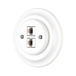 Bohemia-Design - Porcelanska retro ethernet utičnica sa okvirom 2x CAT.5E bela