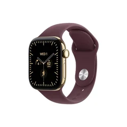 APPLE Watch Series 12 GPS + Cellular 46mm Radiant Gold Titanium Case with Burgundy Sport Band - S/M (MJGR4WF/A)