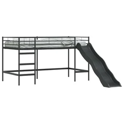 Krevet na kat za djecu s toboganom Crna i antracit 107 x 200 cm
