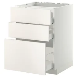 METOD/MAXIMERA Podstav omr za kuh pl/3 ličn/3 prd, bela/Veddinge bela, 60x60 cm