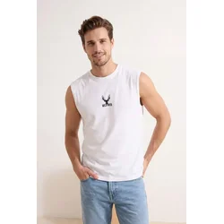 Trendyol Muška majica Tmnss26Al00002, Bela