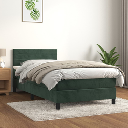 Vidaxl Box spring postelja z vzmetnico temno zelena 80x200 cm žamet