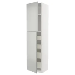 METOD / MAXIMERA Vis.el. s 2 vrata/4 fioke, bela/Havstorp svetlosiva, 60x60x240 cm