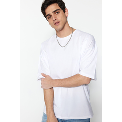 Trendyol White Oversize/Wide-Fit Basic 100% Cotton T-Shirt