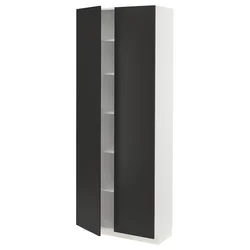 METOD Visoki element s policama, bela/Nickebo boja antracita, mat, 80x37x200 cm