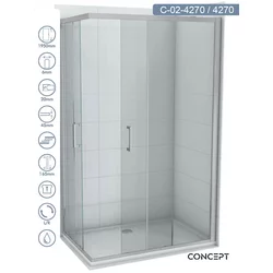 CONCEPT Tuš kabina Element, Providno staklo 6mm, Srebrni ram, 70x70x195cm
