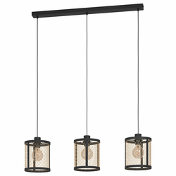 EGLO Viseća lampa DELLOW 3xE27 88 cm crna/mesing mrežasta 43605