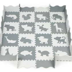 ECO TOYS Podloga za igru sa ogradom 36 elemenata Sivo-bela 154x154 cm