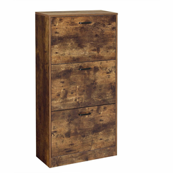 omarica za čevlje s 3 vrati na tečajih 60 x 120 x 24 cm, rustikalno rjava | VASAGLE